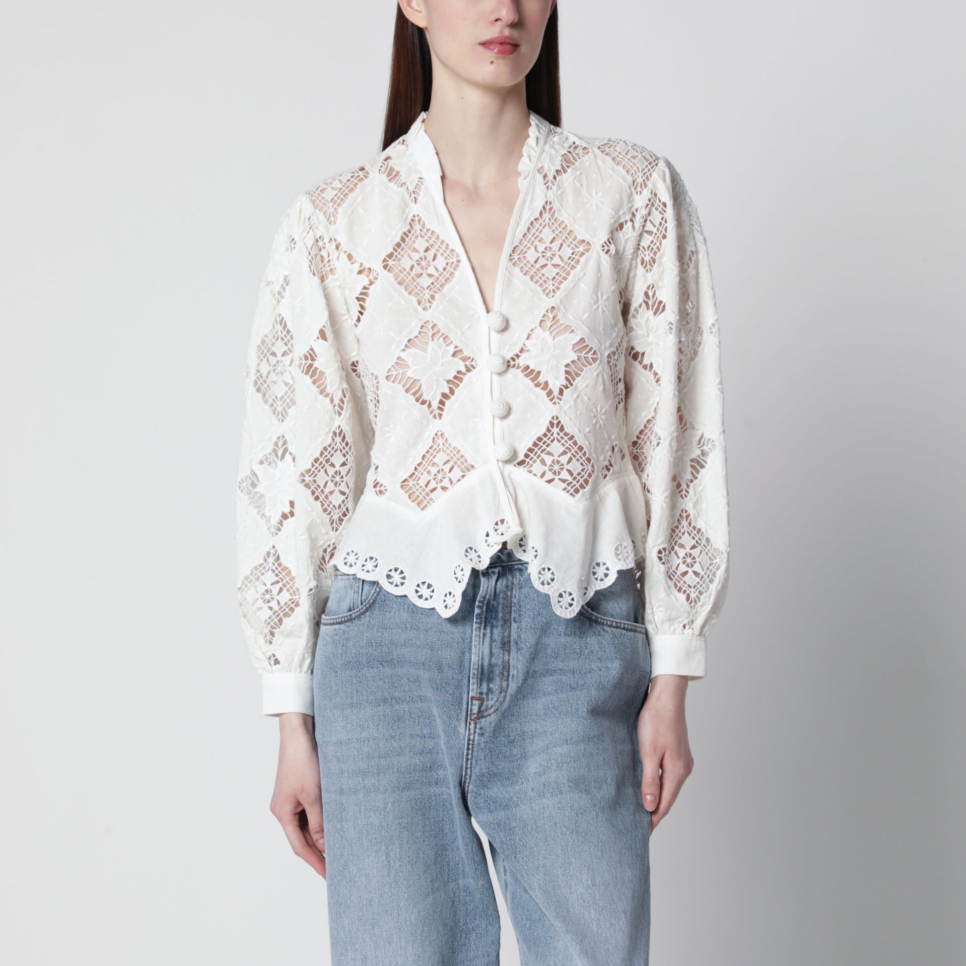 Isabel Marant Nina Cotton And Linen Blouse In White Women ISABEL MARANT