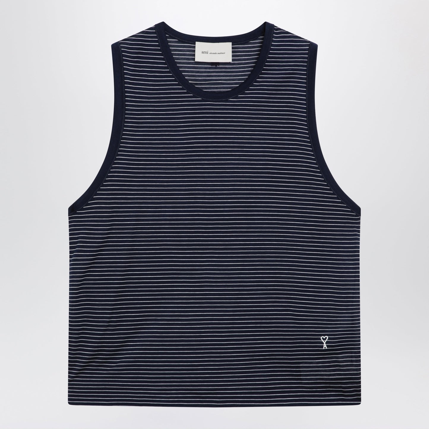 Ami Paris Striped Tank Top Ink/White With Logo Men AMI PARIS