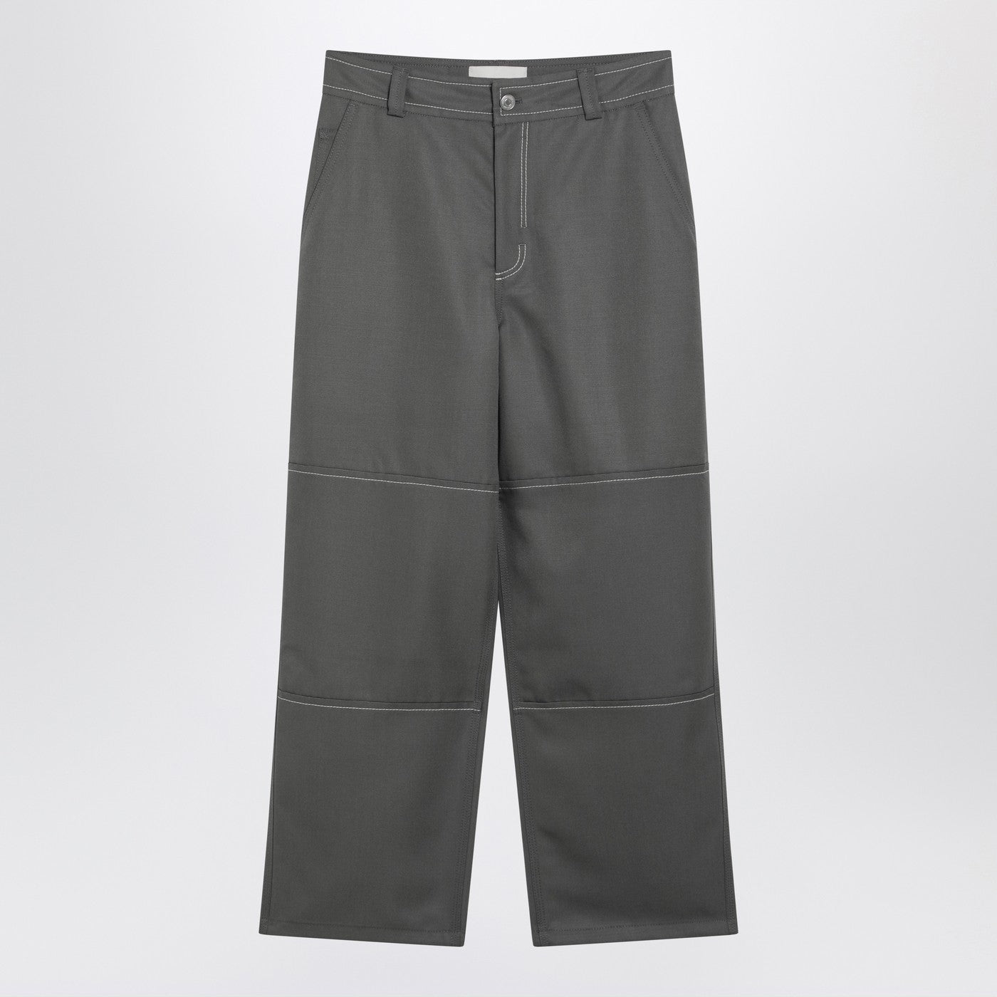 Ami Paris Grey Wool Canvas Workwear Trousers Men AMI PARIS