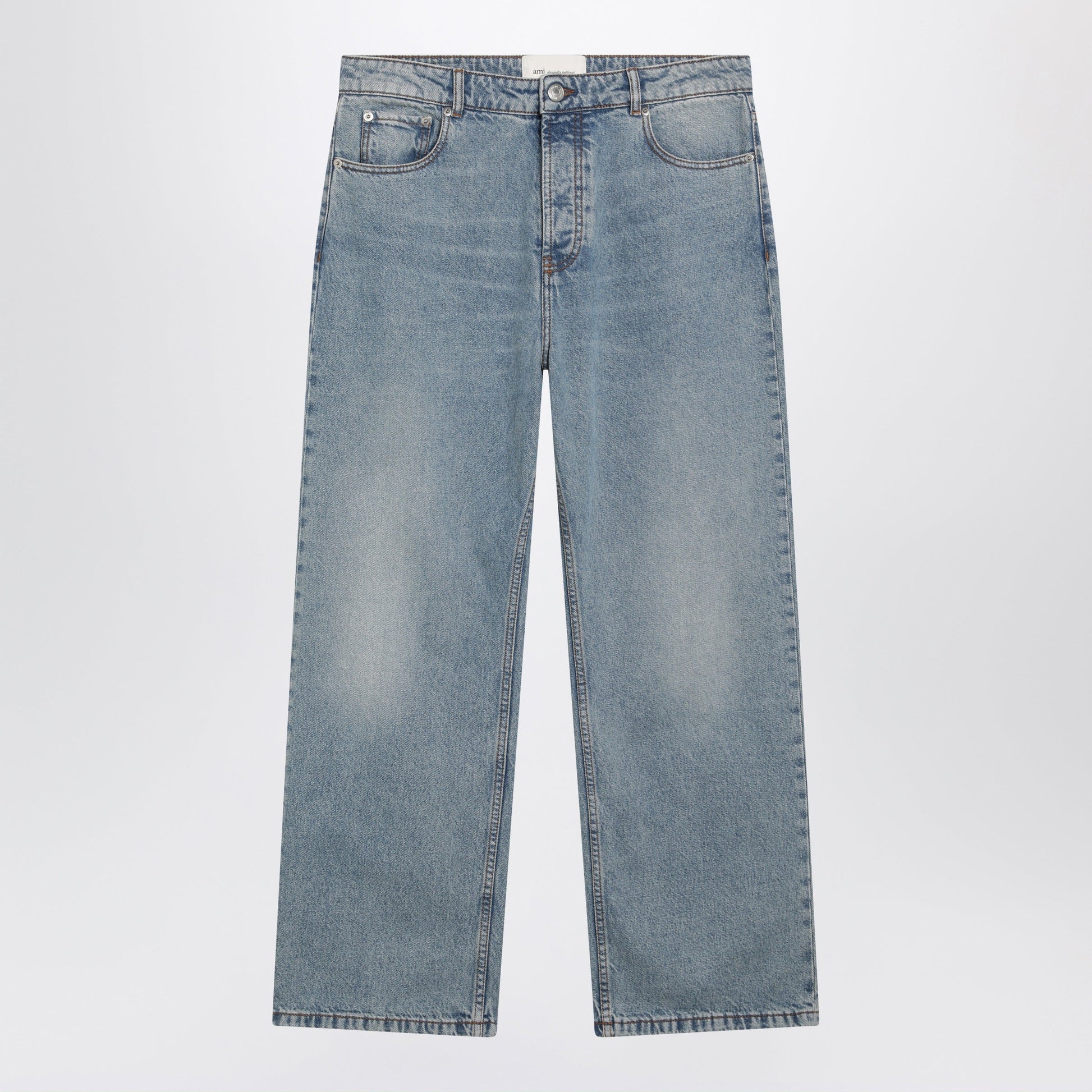 Ami Paris Wide-Leg Blue Denim Jeans Men AMI PARIS