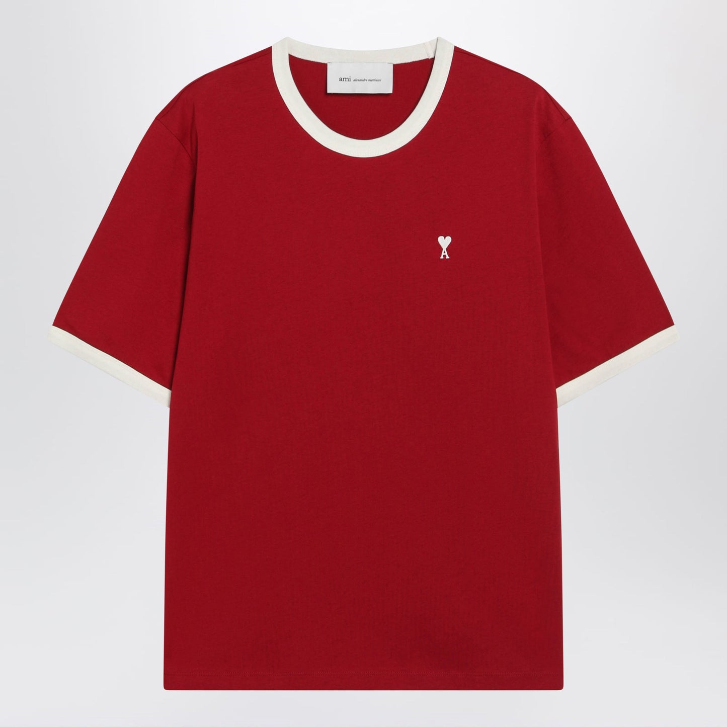 Ami Paris Ruby Red/Ivory Ami De Coeur Cotton T-Shirt Men AMI PARIS