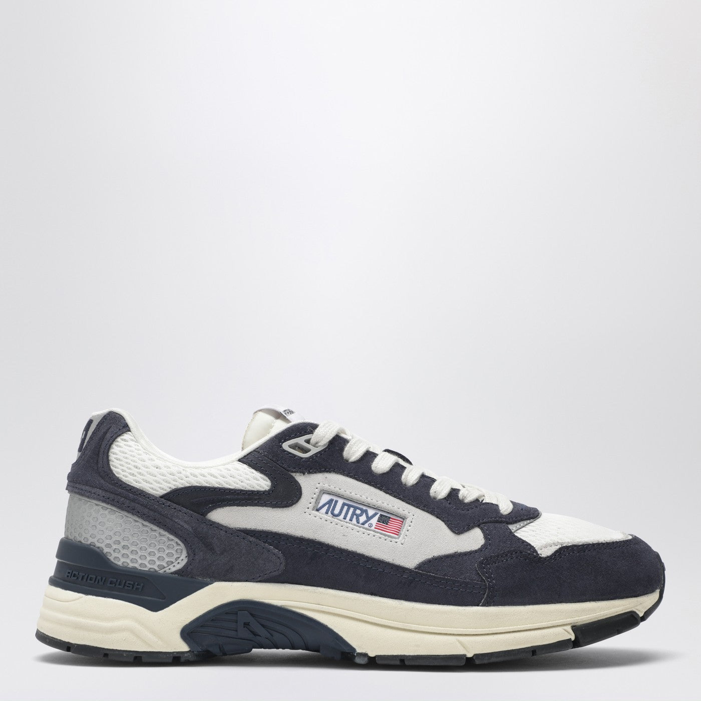 Autry Hyperway Sneakers In Blue And Silver Mesh And Suede Men AUTRY