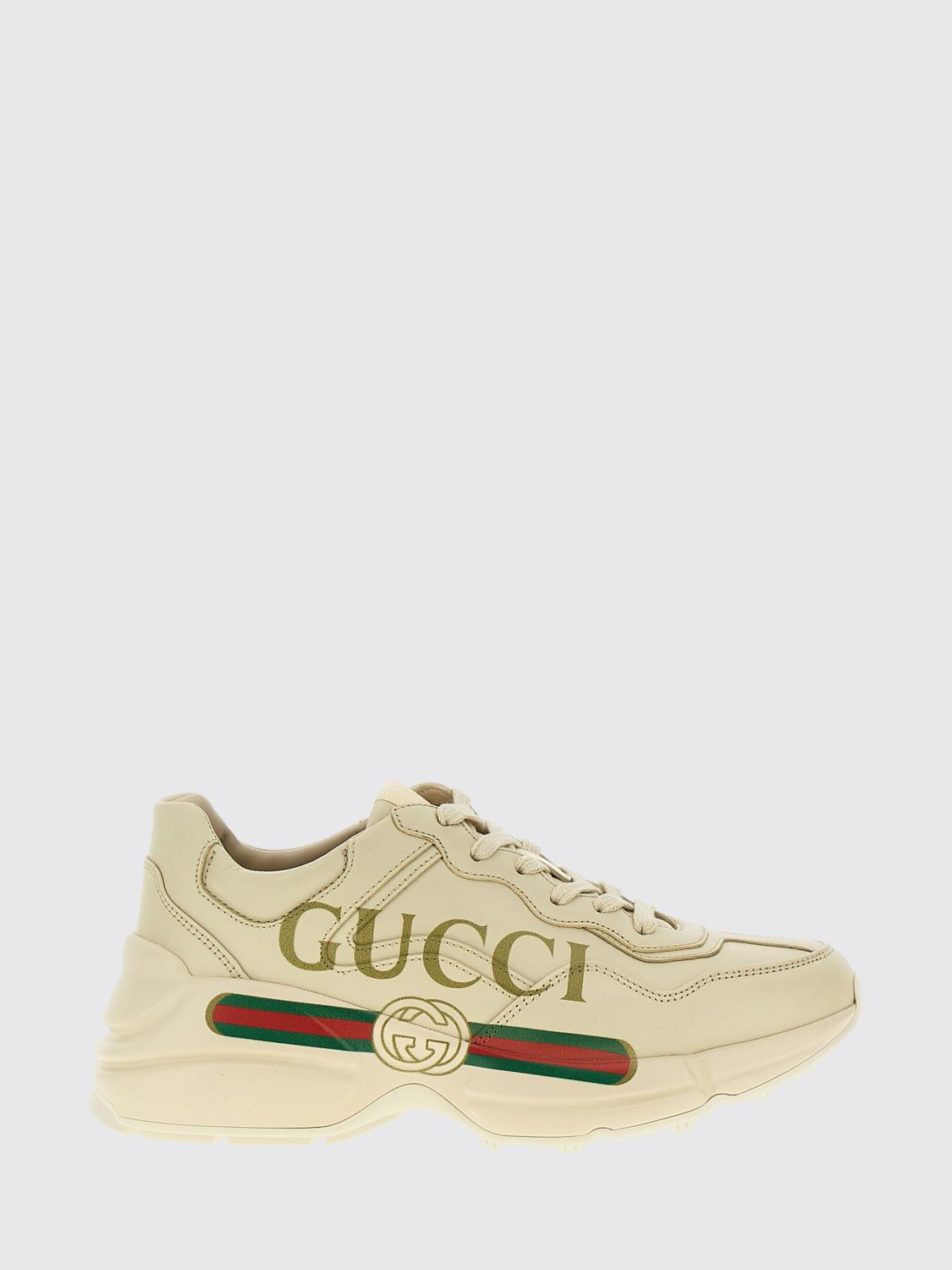 Gucci Women Rhyton Leather Sneakers With Logo Print Gucci GUCCI