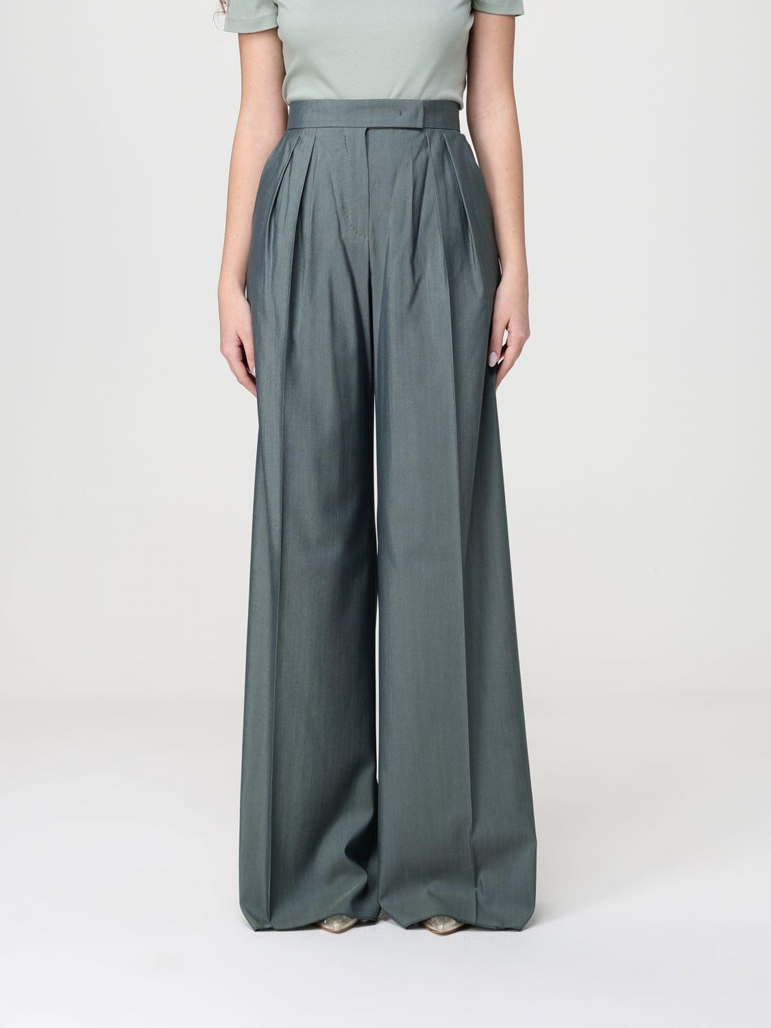 Max Mara Women Giallo Wide-Leg Wool Blend Trousers Max Mara MAX MARA