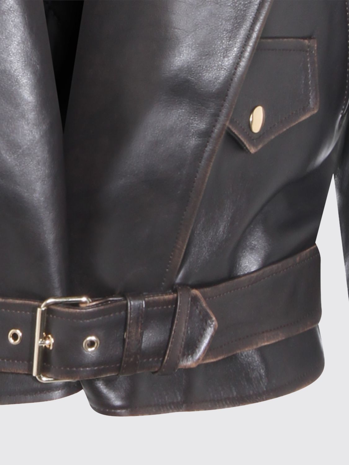 AlaiA Women Leather Hooded Jacket AlaiA ALAIA