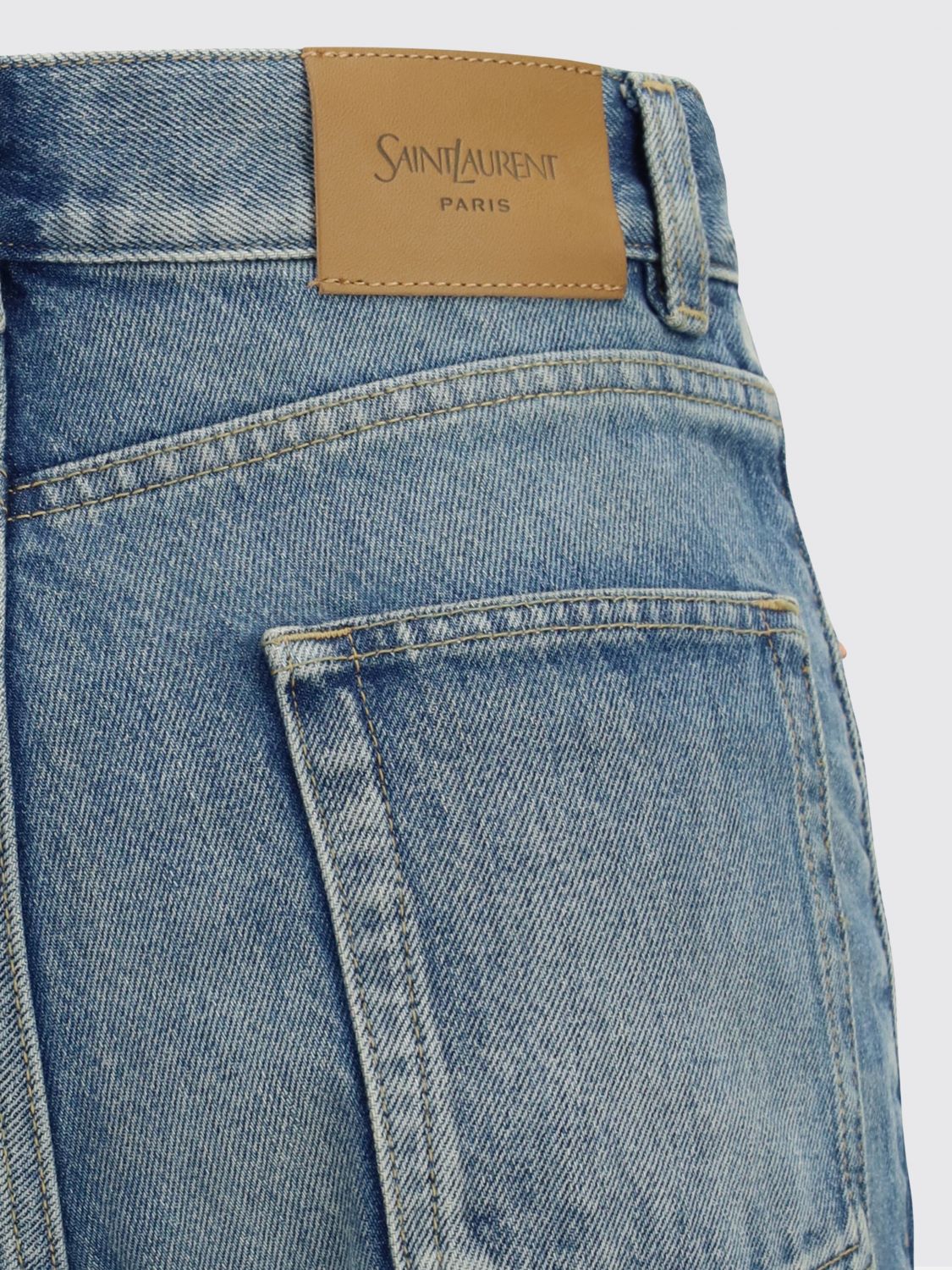 Saint Laurent Women Flared Cotton Denim Jeans Saint Laurent SAINT LAURENT