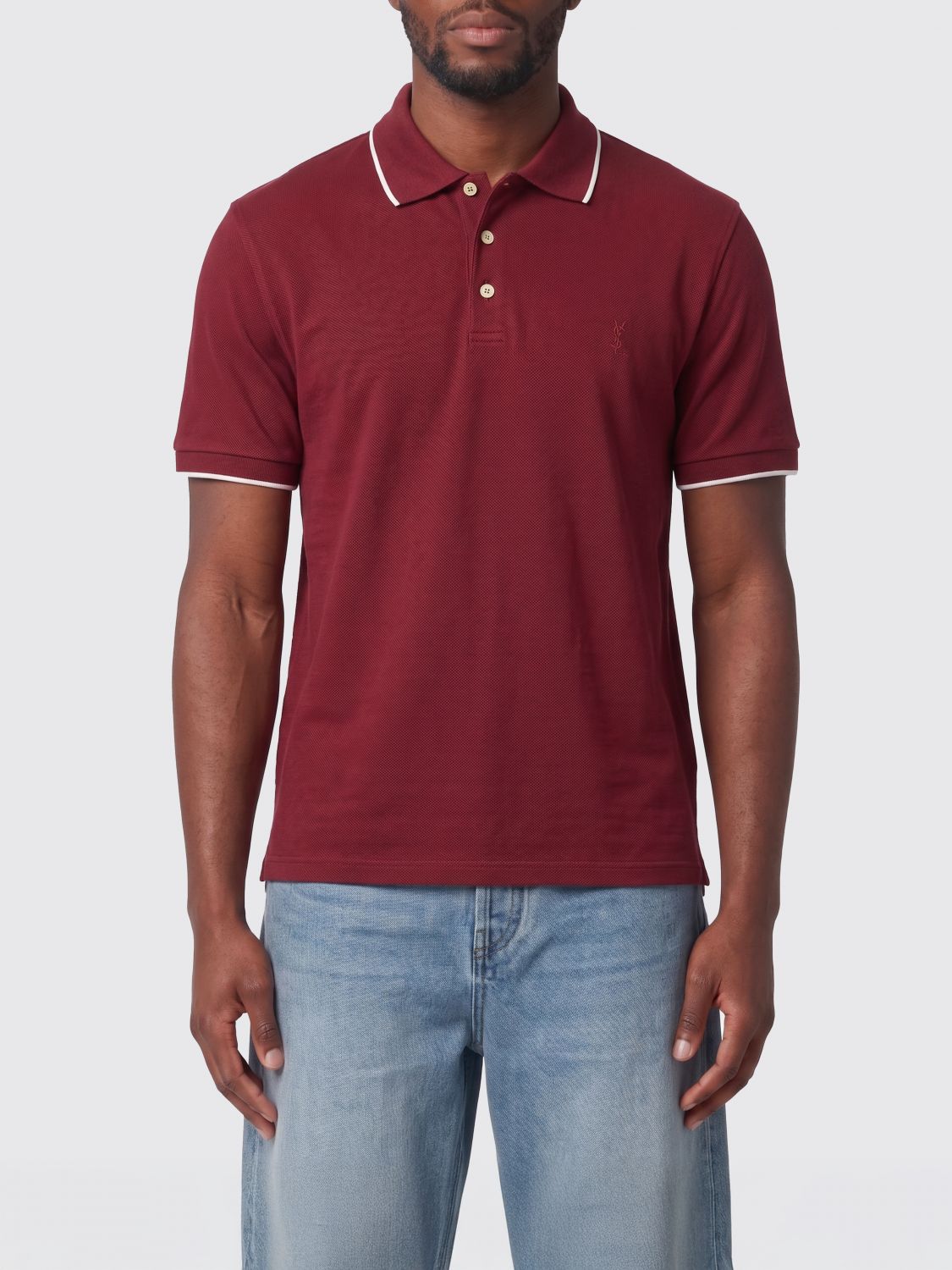 Saint Laurent Polo Shirt Men Burgundy SAINT LAURENT