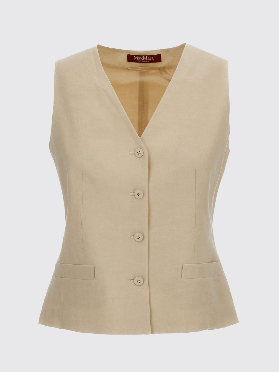 Max Mara Studio Waistcoat Woman Beige MAX MARA STUDIO