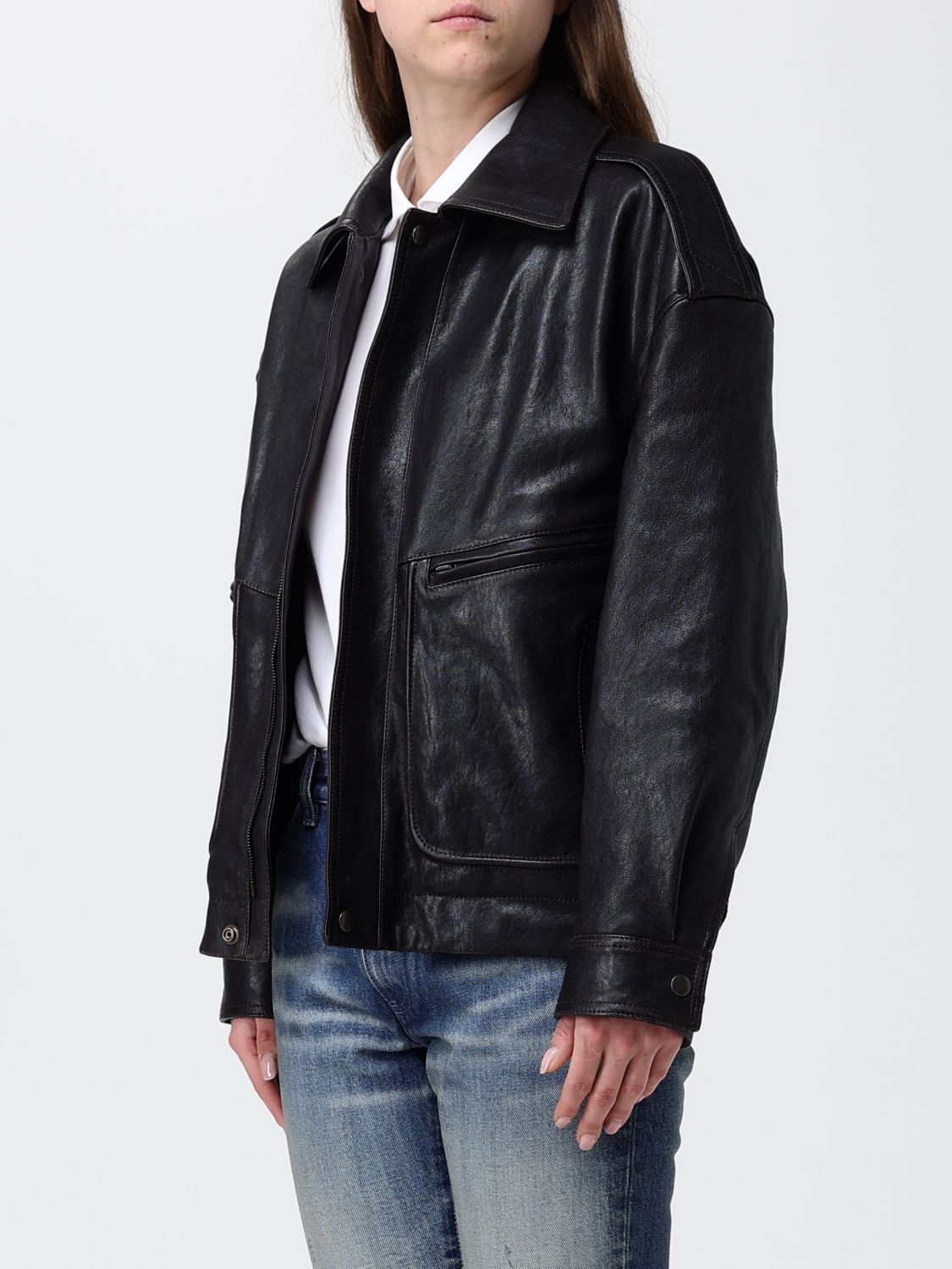 Saint Laurent Jacket Woman Brown SAINT LAURENT