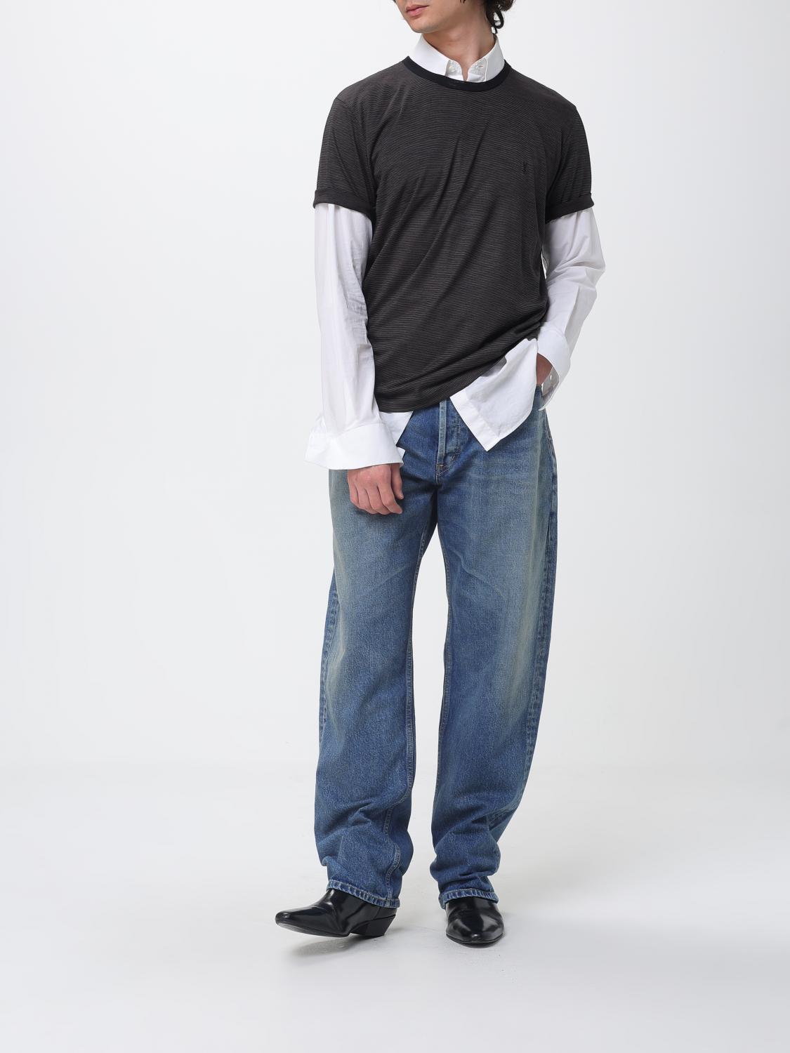 Saint Laurent Men Cotton Denim Baggy Jeans Saint Laurent SAINT LAURENT
