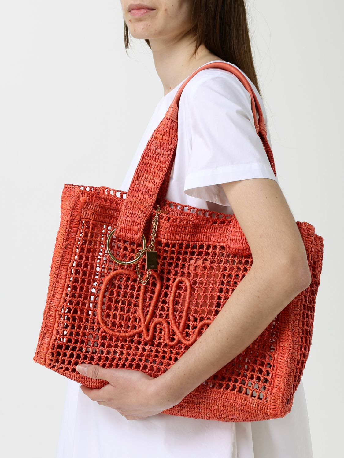 Chloé Women East-West Summer Banana Raffia Tote Bag CHLOE