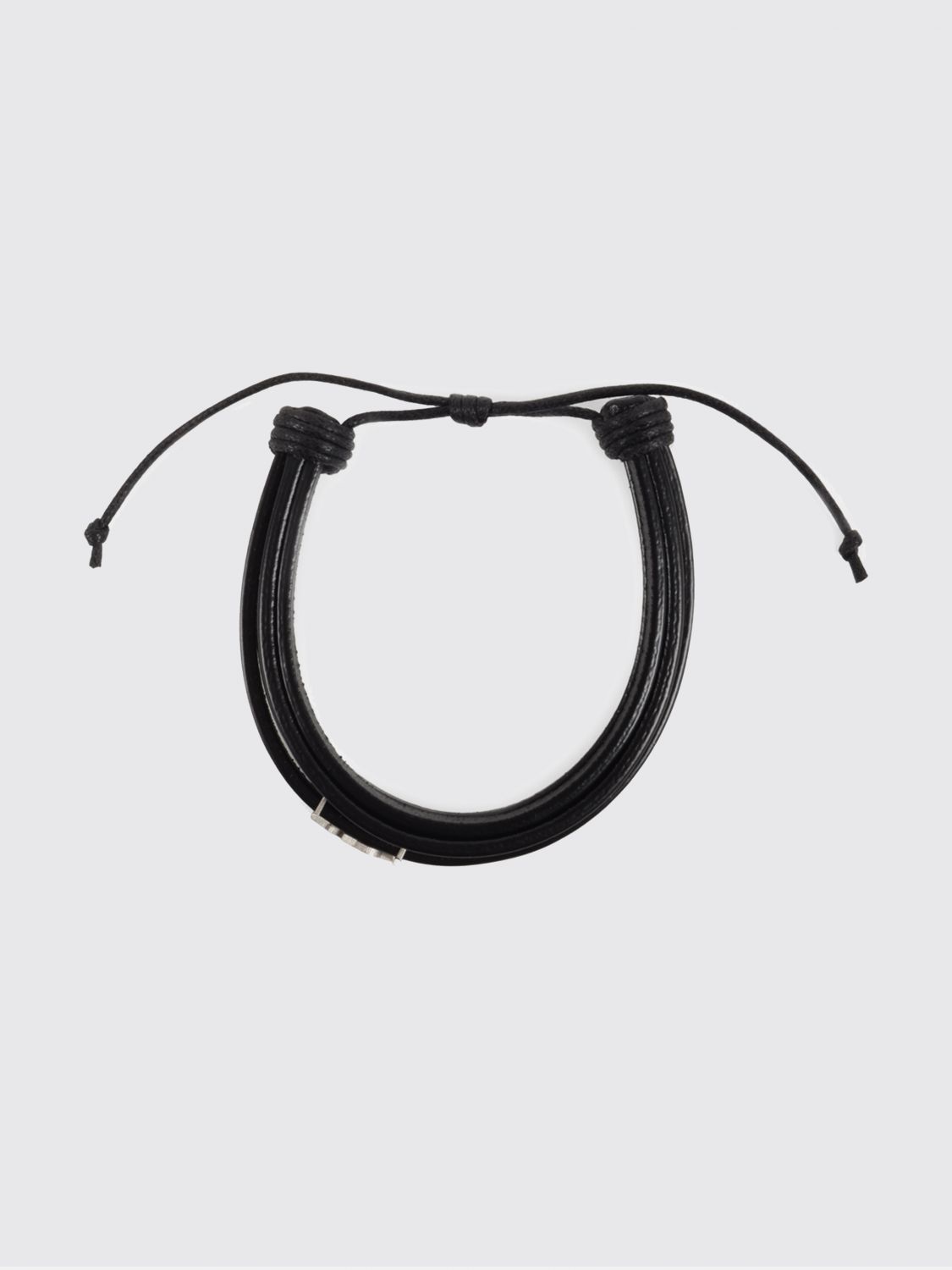 Saint Laurent Men Cassandre Leather And Brass Bracelet Saint Laurent SAINT LAURENT