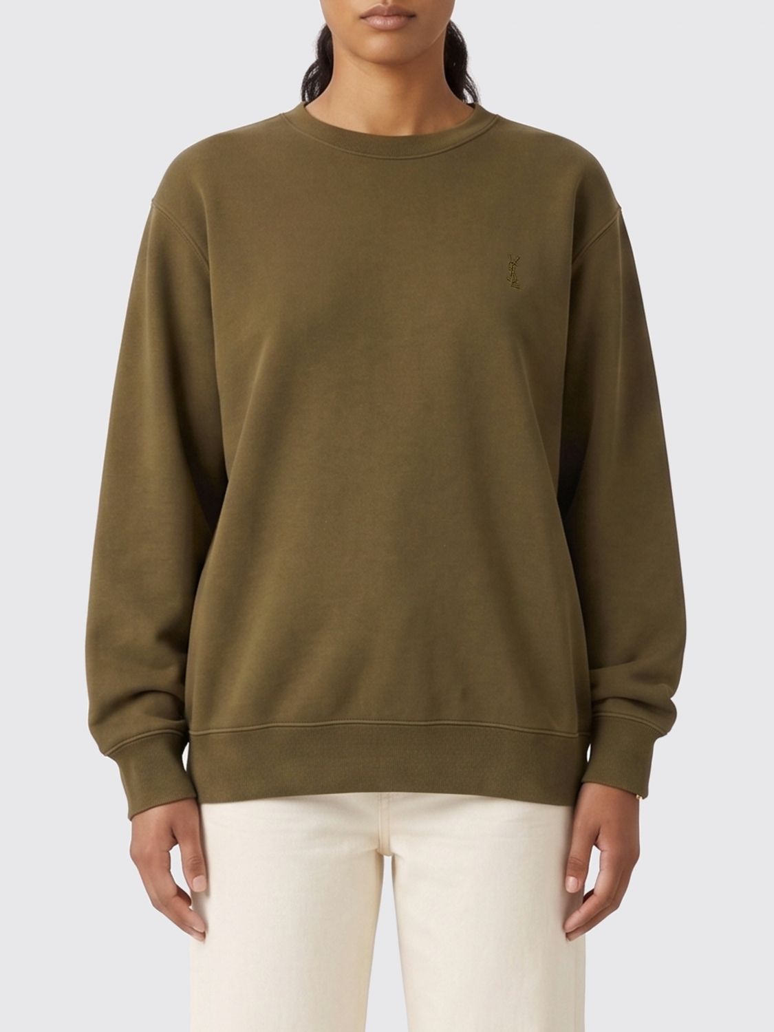 Saint Laurent Sweatshirt Woman Green SAINT LAURENT