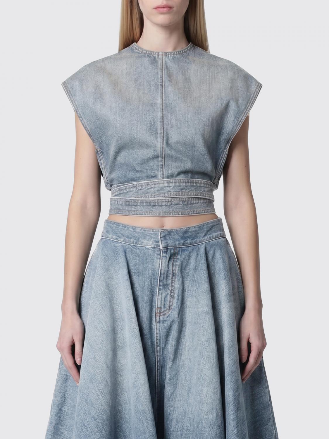 Alai�A Women Cropped Cotton Denim Top Alaia ALAIA