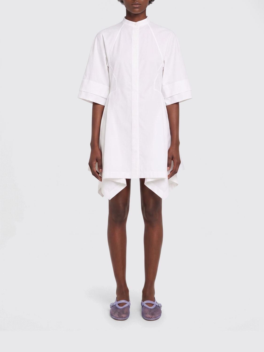 AlaiA Women Asymmetric Cotton Chemisier Dress AlaiA ALAIA