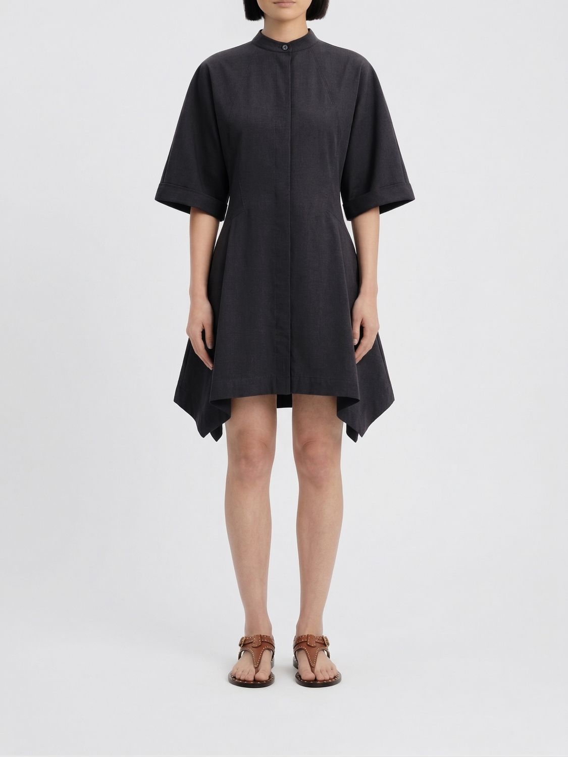 AlaiA Women Asymmetric Cotton Chemisier Dress AlaiA ALAIA