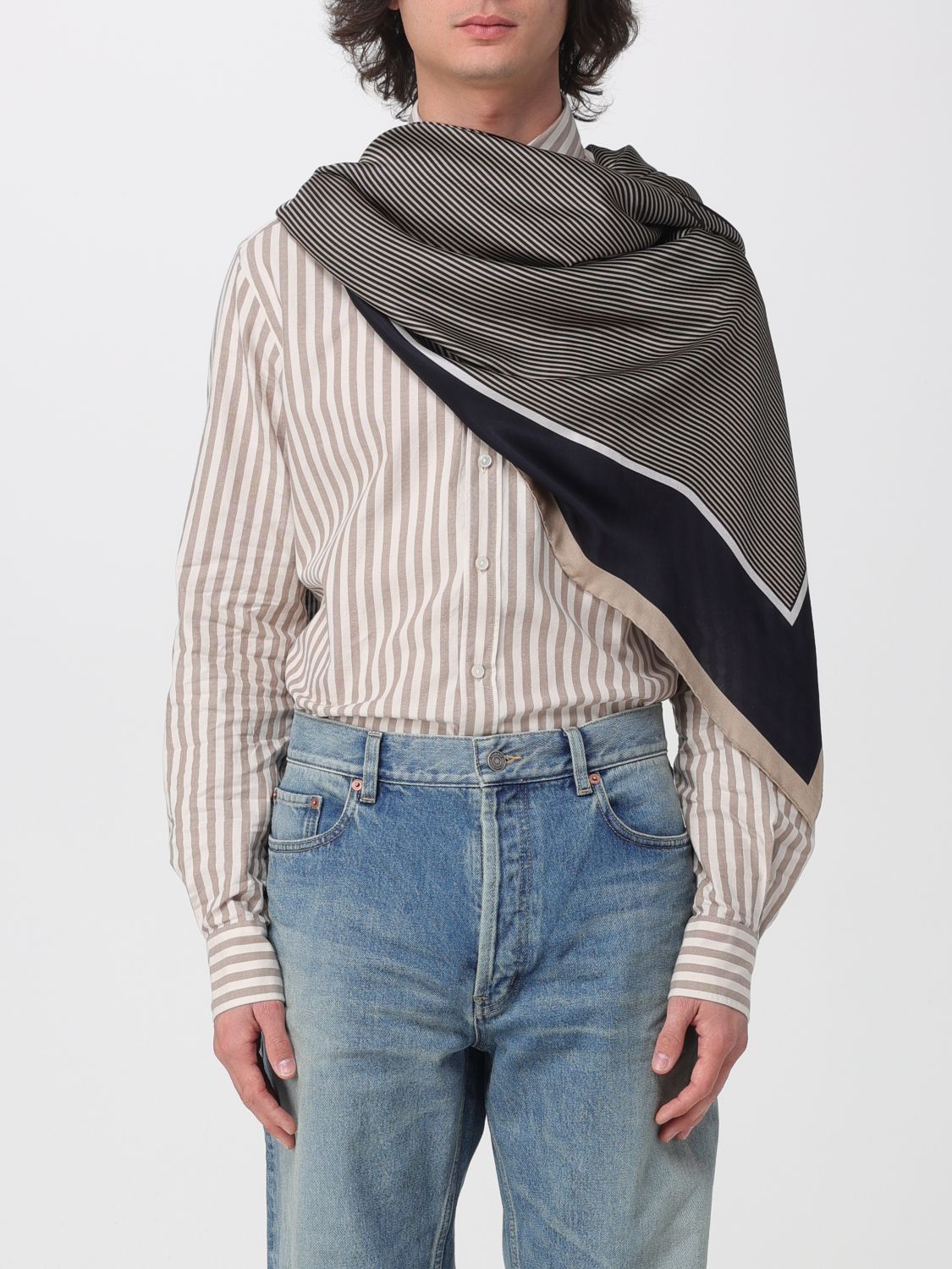 Saint Laurent Scarf Men Blue SAINT LAURENT