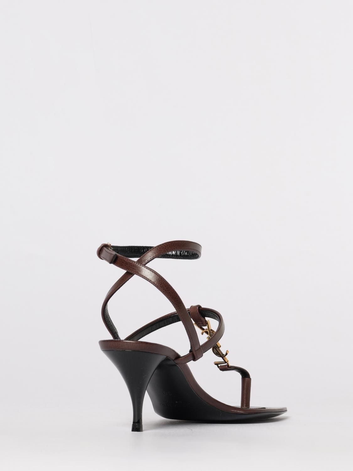 Saint Laurent Heeled Sandal Woman Brown SAINT LAURENT