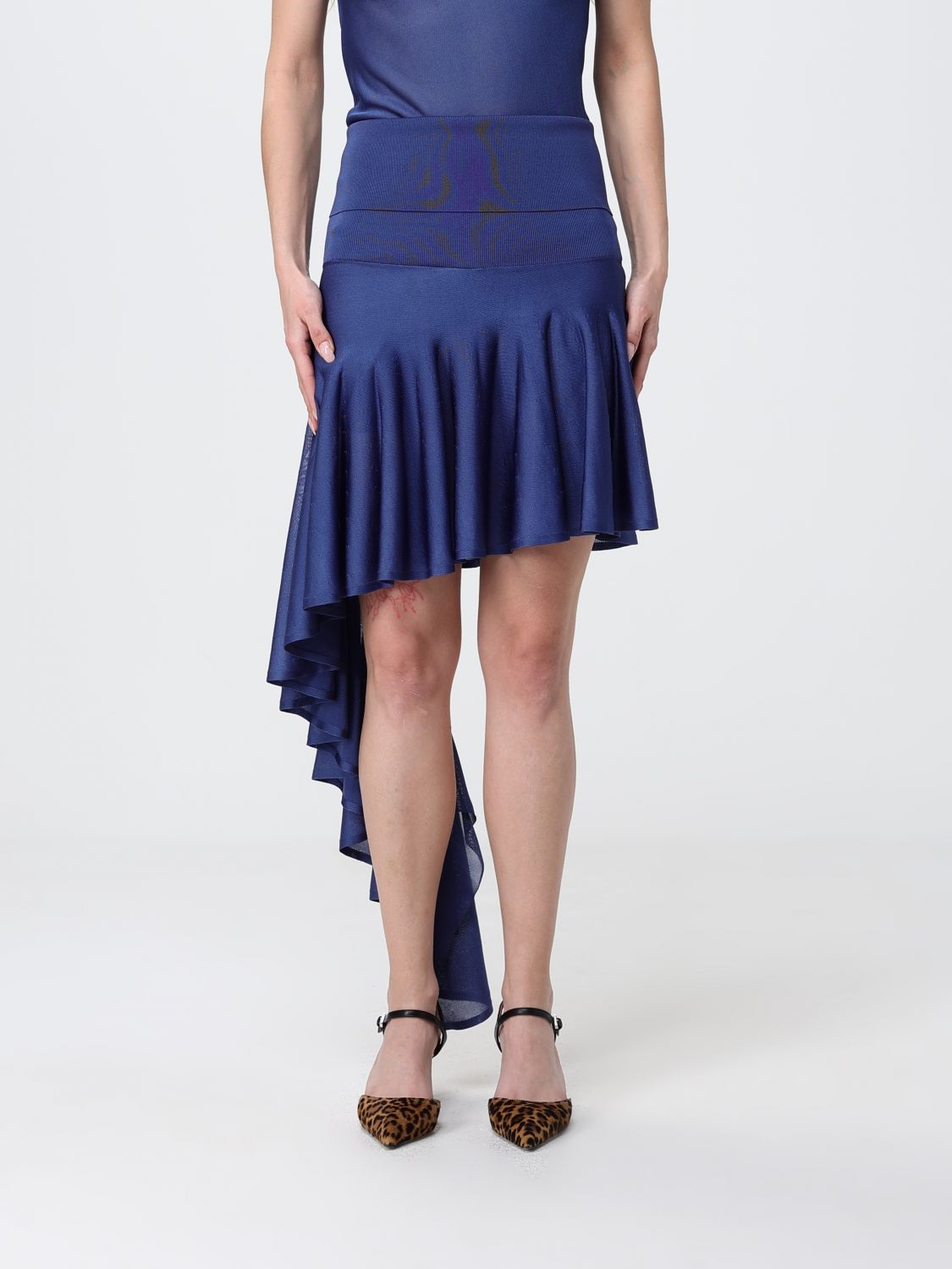 AlaiA Women AlaiA Asymmetric Viscose Knit Skirt ALAIA