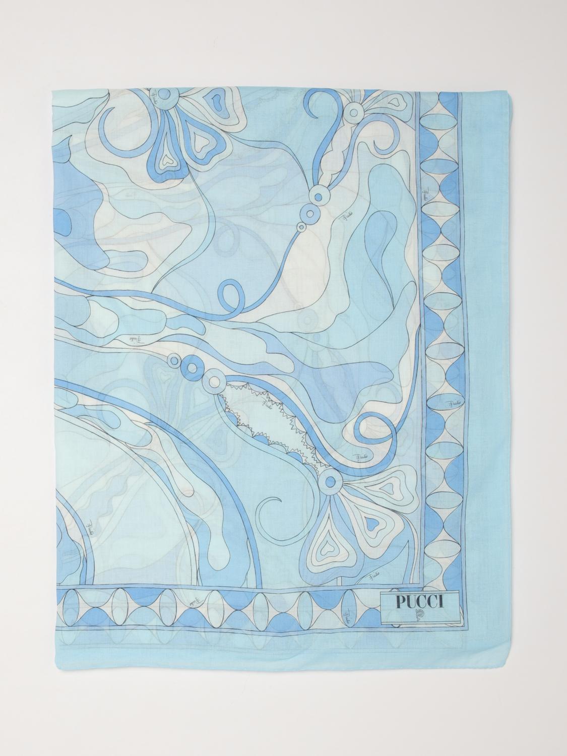 Pucci Neck Scarf Woman Gnawed Blue PUCCI