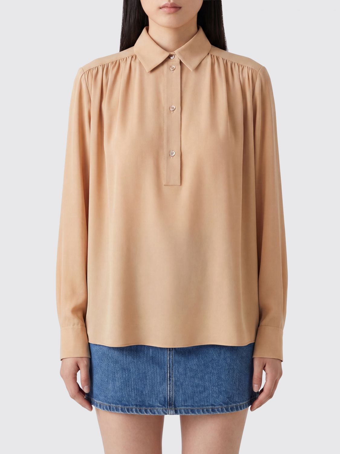 Saint Laurent Shirt Woman Beige SAINT LAURENT