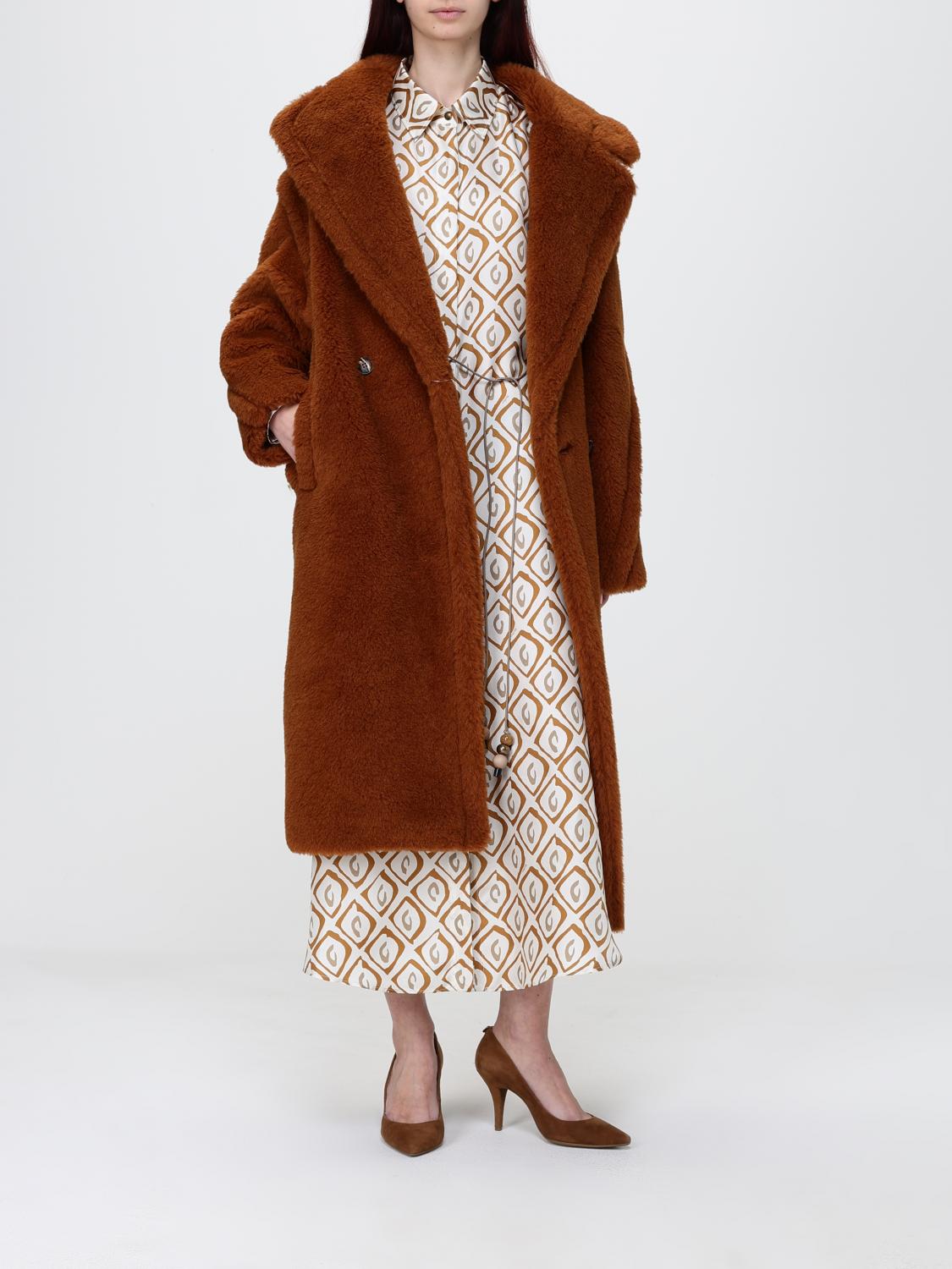 Max Mara Fur Coat Woman Brown MAX MARA