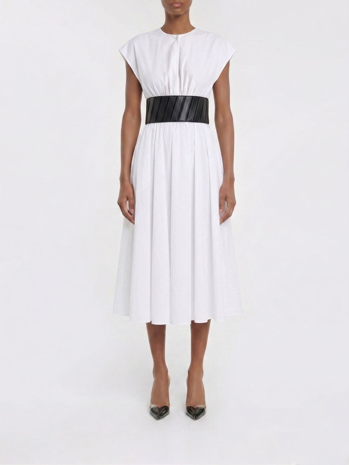 AlaiA Women Cotton Midi Dress AlaiA ALAIA