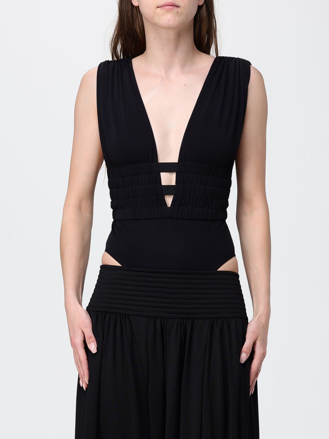 AlaiA Women V-Neck Slim Fit Cut-Out Top Alaia In Viscose With Strap Detailing ALAIA