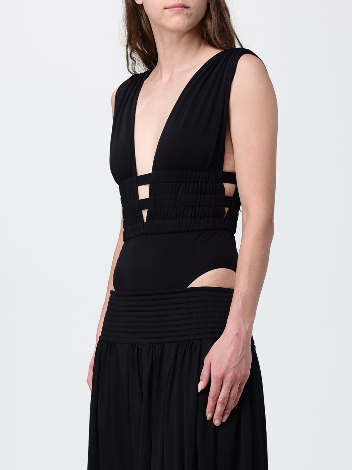 AlaiA Women V-Neck Slim Fit Cut-Out Top Alaia In Viscose With Strap Detailing ALAIA