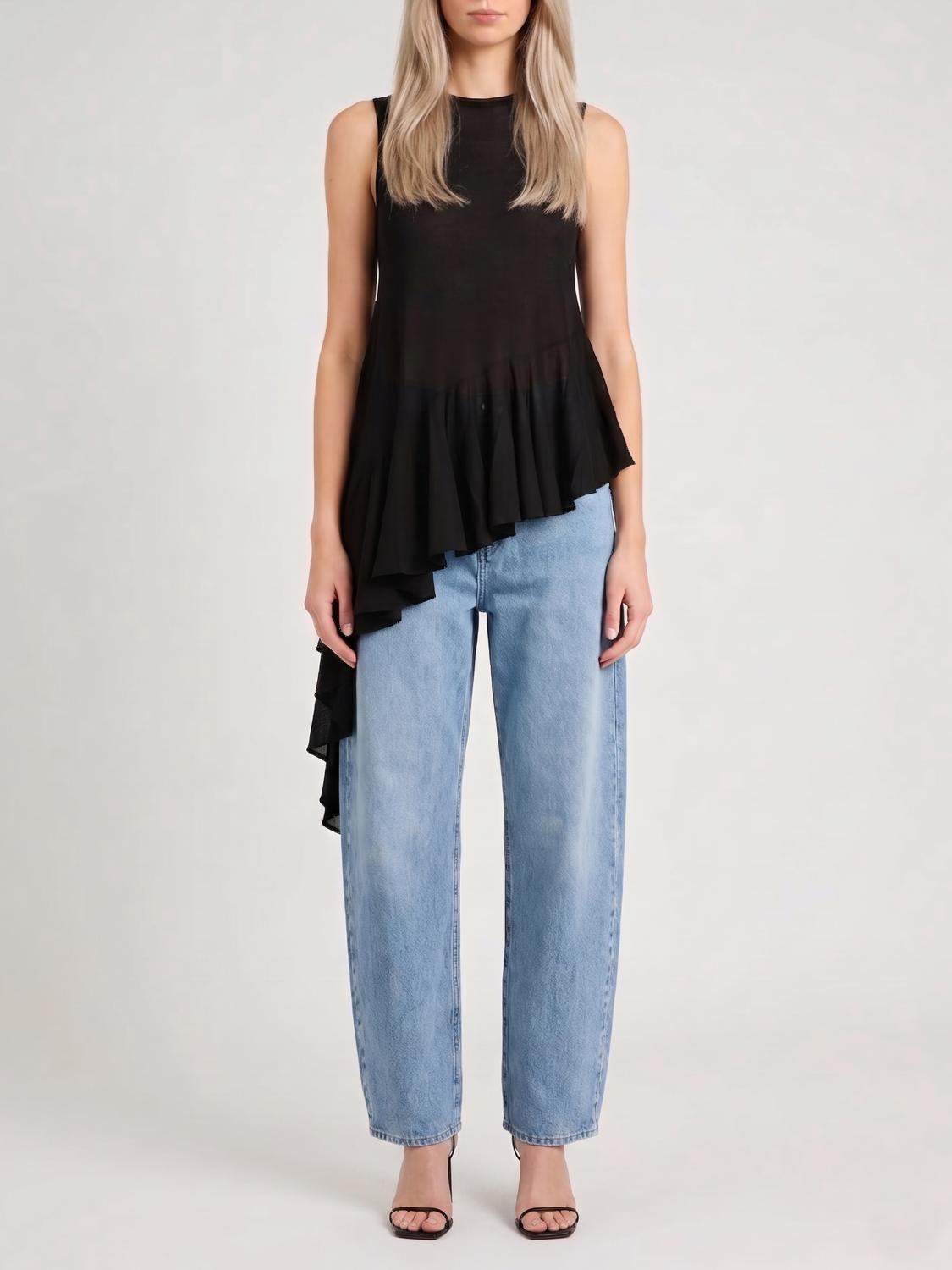Alai�A Women Crew Neck Asymmetrical Knit Top Alaia In Viscose ALAIA