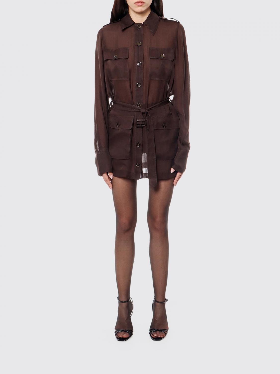Saint Laurent Dress Woman Brown SAINT LAURENT