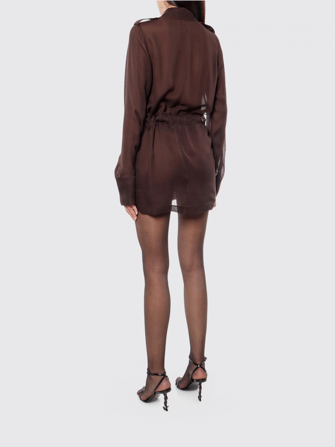 Saint Laurent Dress Woman Brown SAINT LAURENT