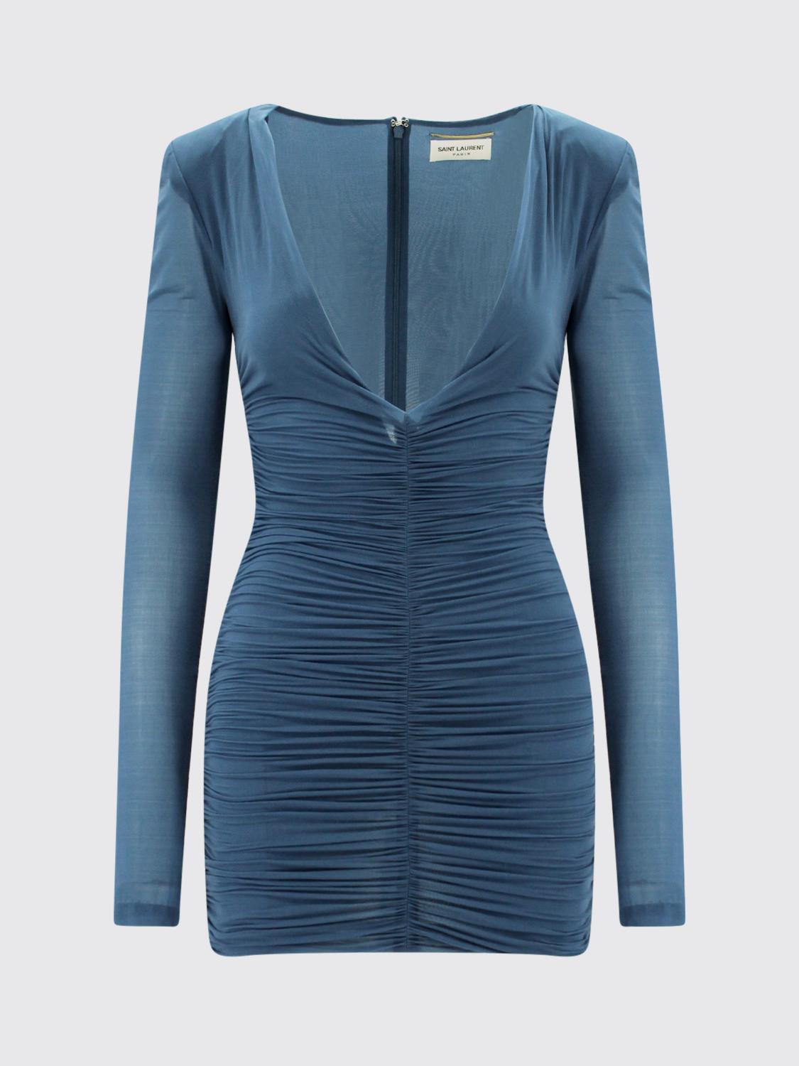 Saint Laurent Dress Woman Blue SAINT LAURENT