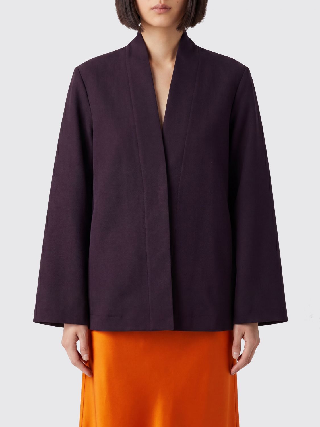 AlaiA Women Cropped Single-Breasted Blazer Alaia In Paper And Viscose With A V-Neck ALAIA