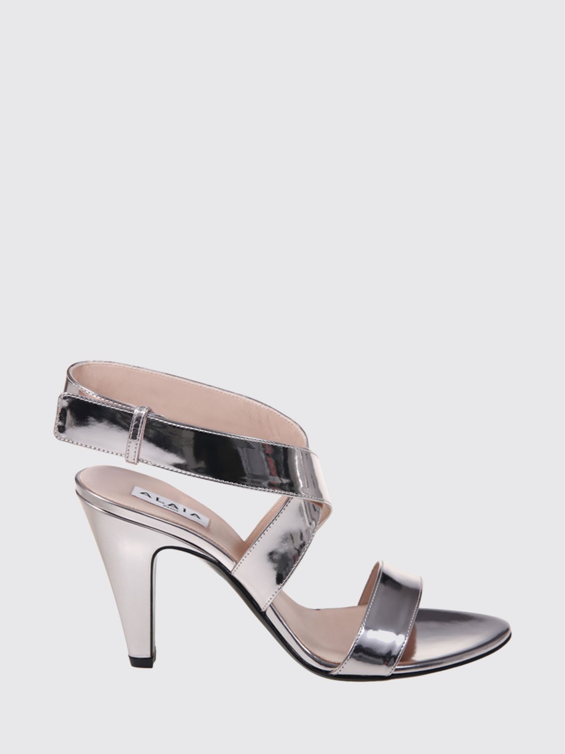 AlaiA Women Patent Leather Sandals Alaia With A High Cone Heel And An Ankle Strap ALAIA