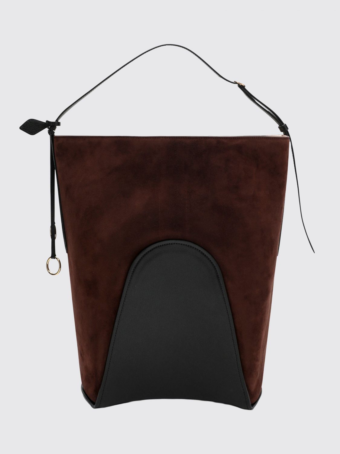 AlaiA Women Alaia Hip Suede Sheepskin Bucket Bag With Logo Charm ALAIA
