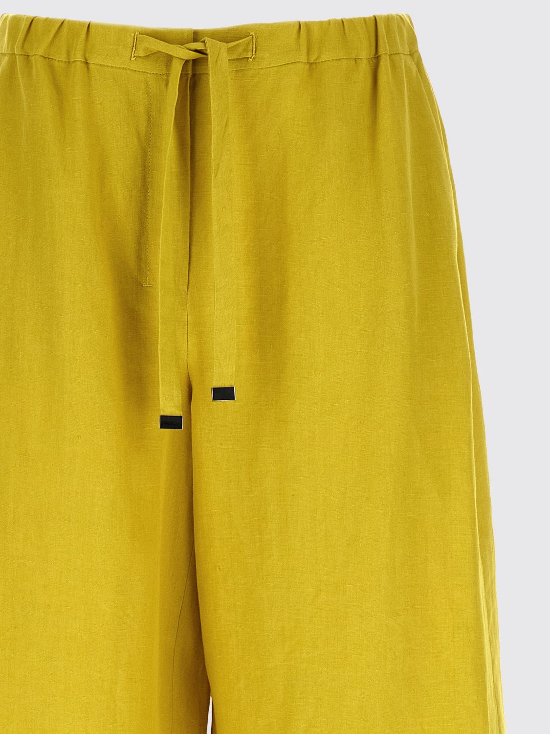 Max Mara Women Max Mara High-Waisted Wide-Leg Cropped Linen Trousers MAX MARA