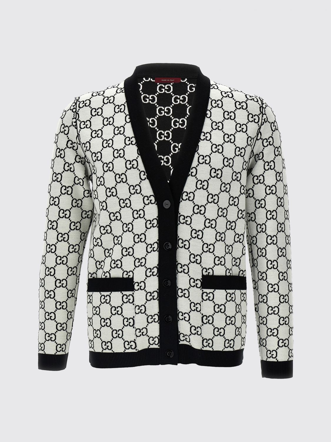 Gucci Women Gucci V-Neck Wool Cardigan With Gg Monogram GUCCI