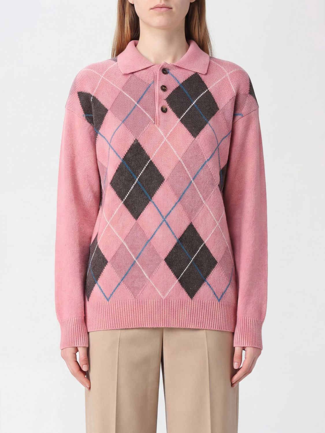 Jw Anderson Women Pink Wool Polo Shirt J.W. ANDERSON