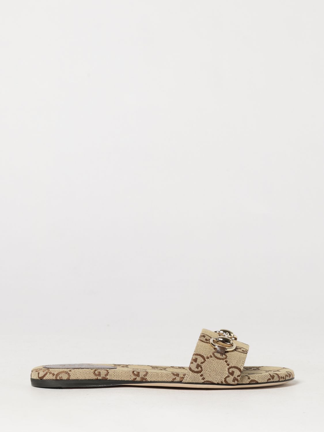 Gucci Gg Jacquard Fabric Mule Sandals With Horsebit Detail GUCCI
