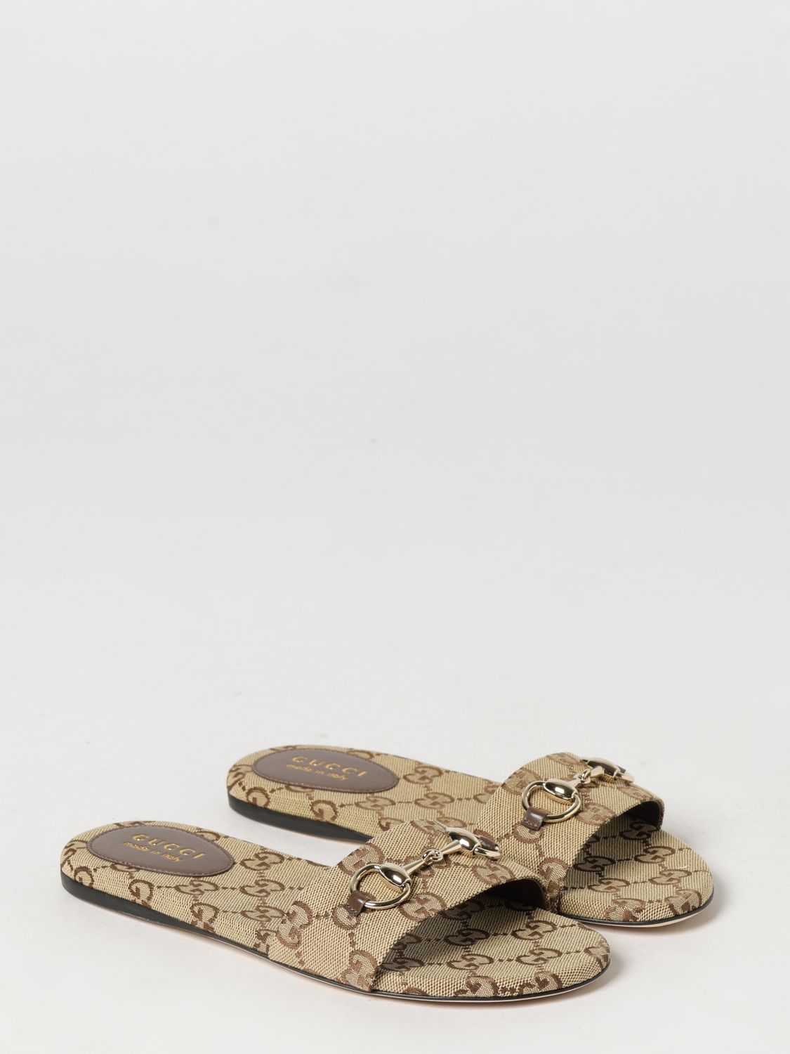 Gucci Gg Jacquard Fabric Mule Sandals With Horsebit Detail GUCCI