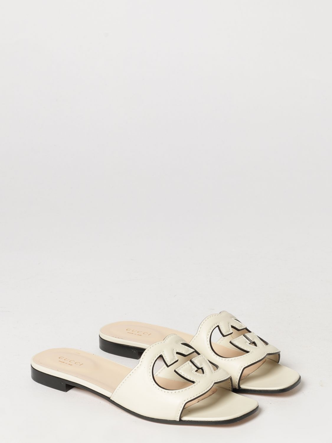 Gucci Smooth Leather Mules With Gg Monogram And Square Toe GUCCI