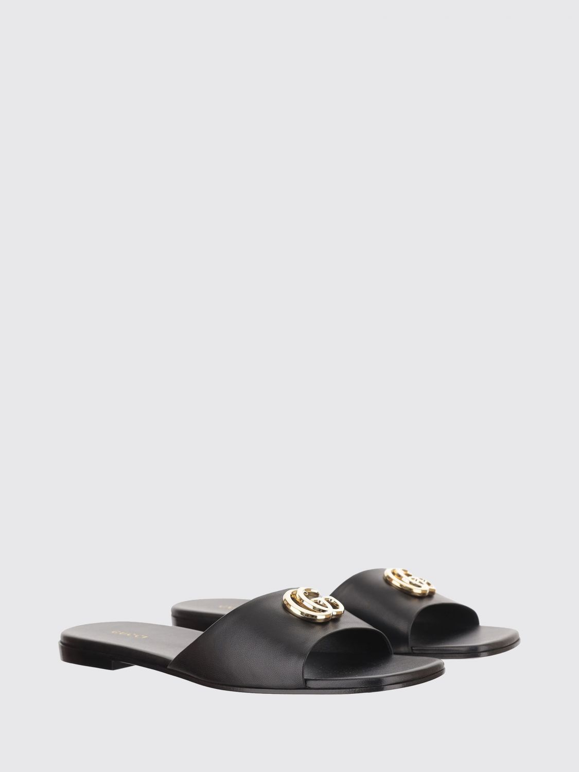 Gucci Women Gucci Gg Marmont Nappa Leather Low-Heeled Mules With Metallic Monogram GUCCI