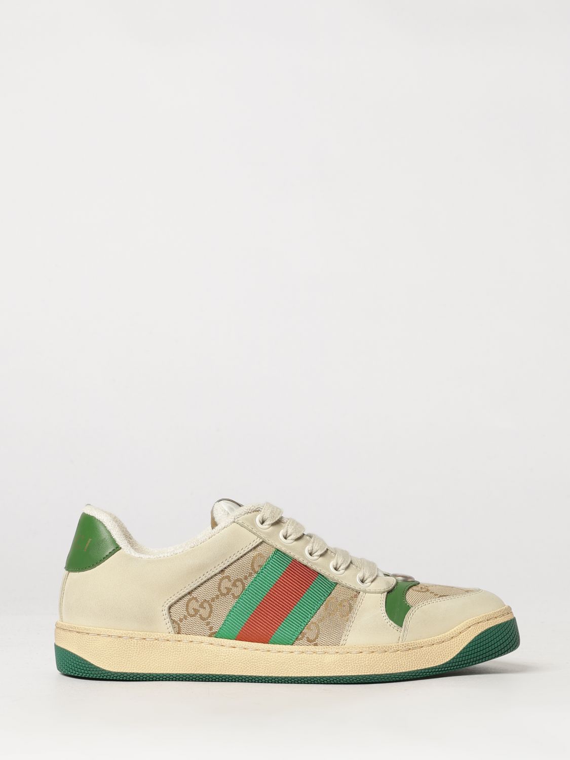 Screener Low-Top Leather And Cotton Sneakers Gucci With Gg Monogram GUCCI