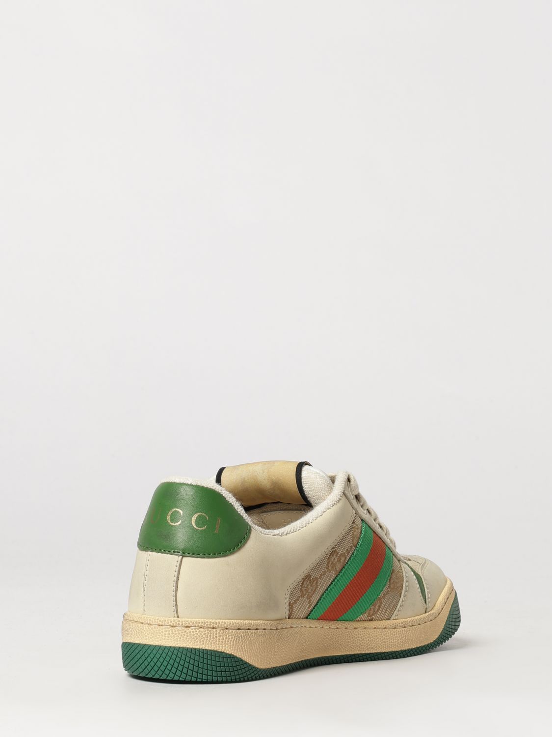 Screener Low-Top Leather And Cotton Sneakers Gucci With Gg Monogram GUCCI