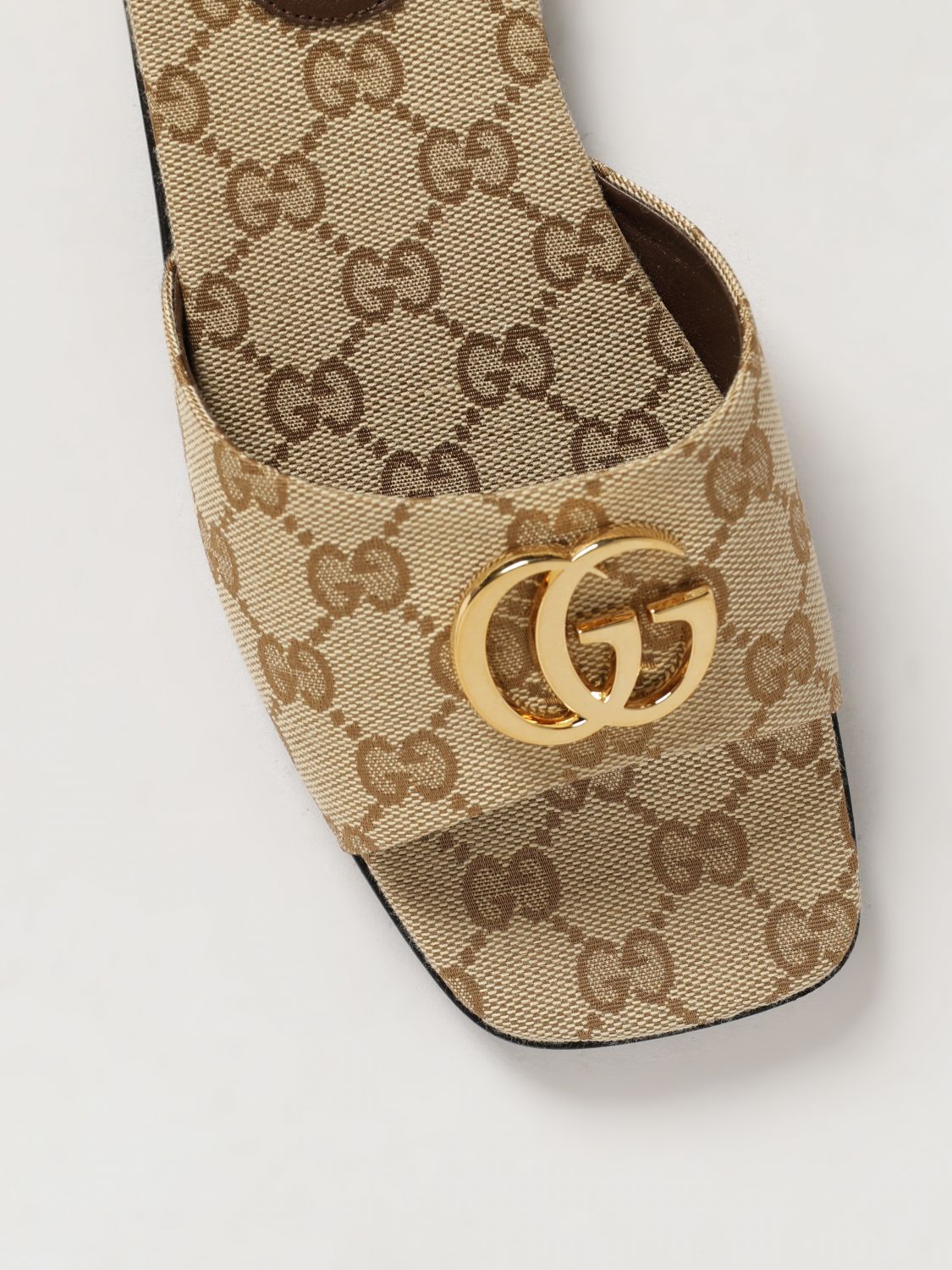 Gucci Women Gucci Jacquard Cotton Mules With Gg Monogram And Square Toe GUCCI