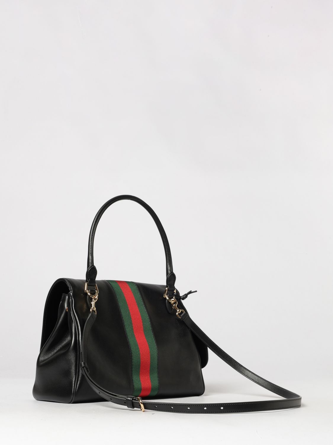 Gucci Paparazzo Leather Top Handle Bag With Web And Horsebit GUCCI