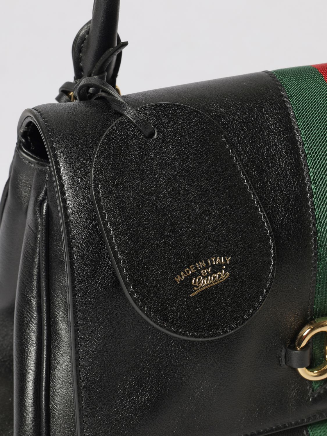 Gucci Paparazzo Leather Top Handle Bag With Web And Horsebit GUCCI