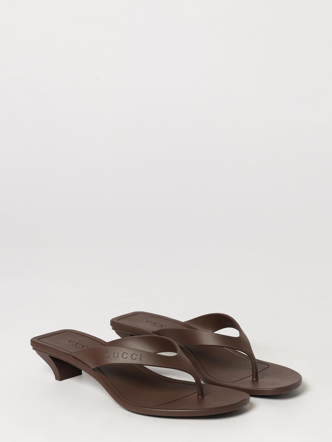 Gucci Vittoria Rubber Thong Sandals With Low Heel GUCCI