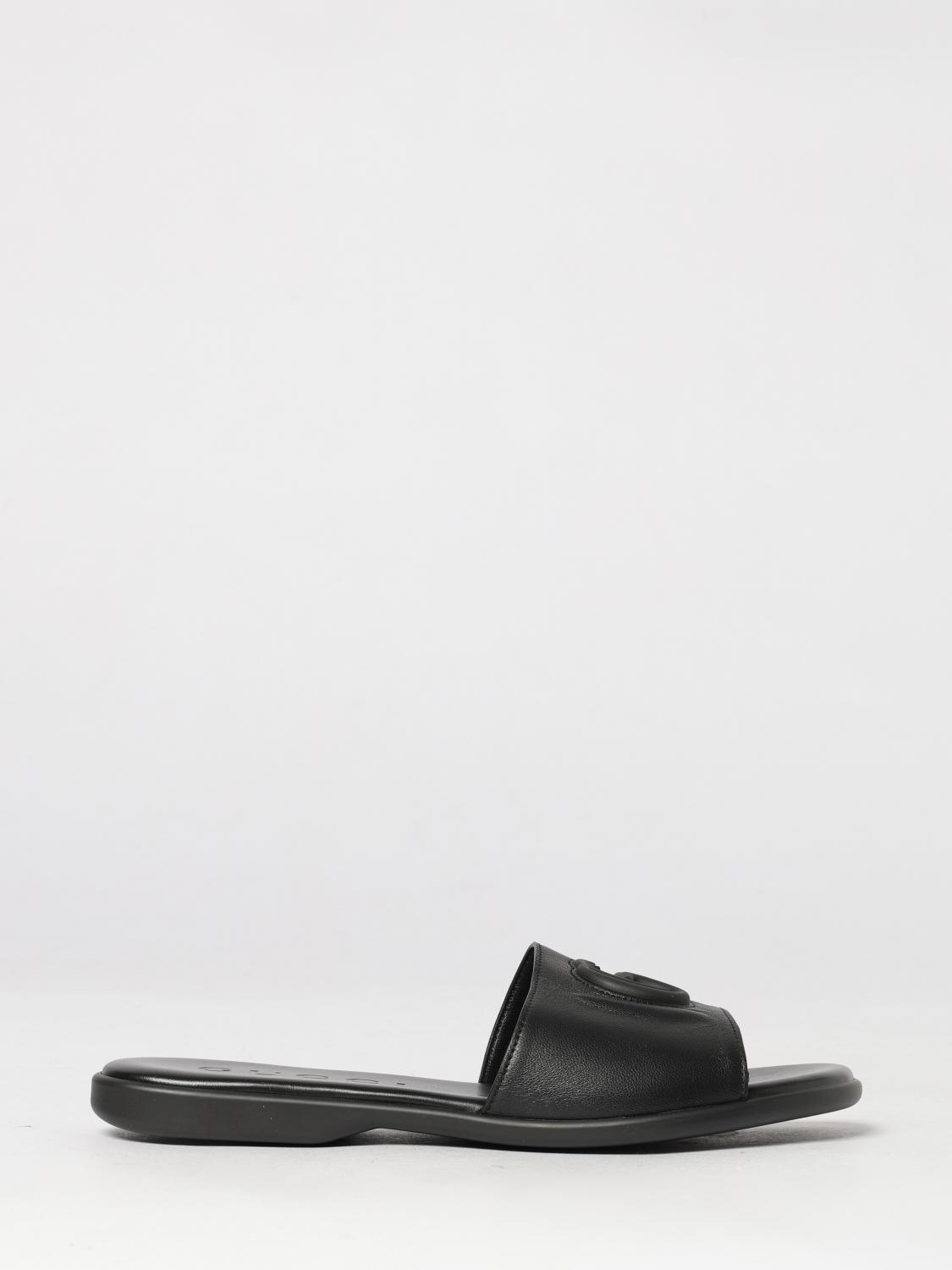 Gucci Calfskin Leather Slides With Embossed Gg Monogram GUCCI